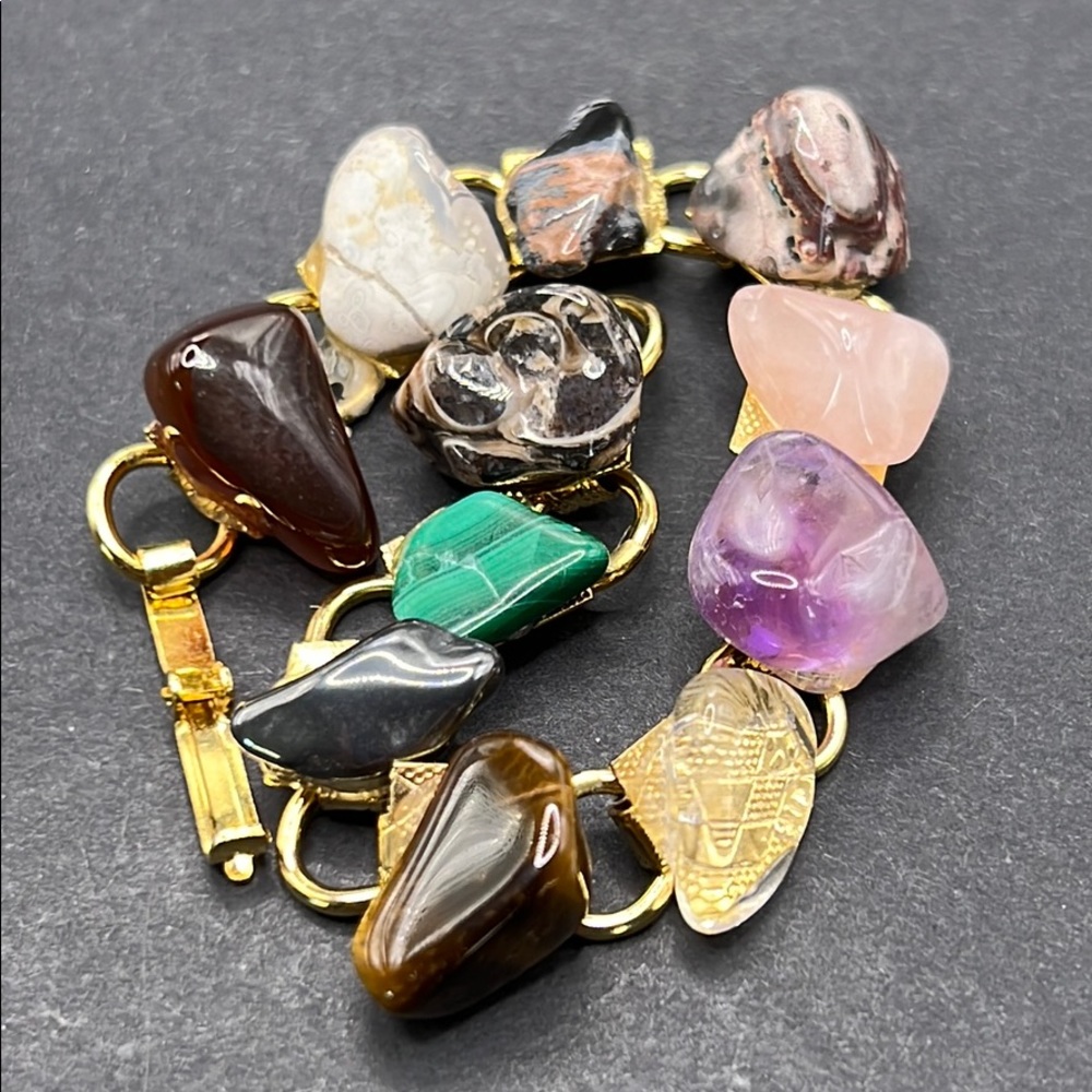 Vintage real polished stone bracelet